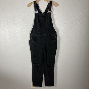 Mica Los Angeles Black Denim Overalls L Distressed Grunge Goth Streetwear Rock
